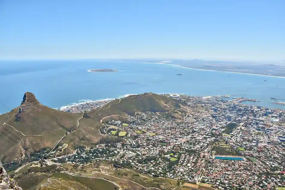 UTSIKT MOT SIGNAL HILL, ROBBEN ISLAND UTE I HAVET